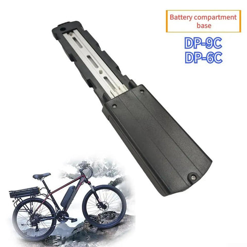 Upgrade Your Super 73 Ride With This Rock Solid Battery Mount Base Featuring A Secure 4 Connector System For Perfect Fit And Seamless Power Connection On DP9C Or DP6C Electric Bikes Made From Tough Metal To Hold Strong. black metal battery mount base for DP-9C and DP-6C e-bikes