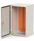 IP66 Waterproof Steel Electrical Enclosure Box, 20 X 12 X 10 Inches with open door and orange inner liner, wall mounted metal box.