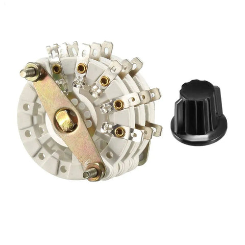 3 Pole 4 Position Rotary Switch With Knob Band Selector 3 Deck 15 Contacts Panel Mount side view