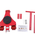 Beefy Heavy Duty Machinery Skate Dolly With 4409 Lbs Load Capacity Handle And 3 PU 360 Degree Swivel Wheels Industrial Transport Skates For Garage Home Warehouse And Workshop Red, red steel set