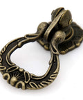 Set Of 4 Vintage Antique Brass Pendant Ring Pull Handles With Single Mounting Hole, detailed close-up view