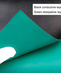 Heavy Duty Anti Static Rubber Workbench Mat showing black conductive and green dissipative layers, ideal for ESD protection.