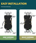 10 Pack Duplex Wall Receptacles 20A Tamper Resistant Outlets side and back wiring installation guide