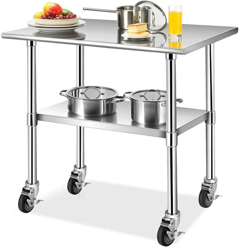 OK5STAR four-inch prep table casters, set of 4 with brakes for stainless steel kitchen table legs