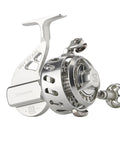 VS-X2 Spinning Reel With Fully Machined 6061 One Piece Body And Stem, Sealed Design, titanium main shaft visible angle view