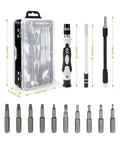 Premium 25 To 140 Piece Screwdriver Bit Kit With Torx Wrench For Phone PC Repair Includes Magnetic Bits And Auxiliary Disassembly Tools Perfect For Daily Tech Fixin' And DIY gadget hustle. clear plastic case with screwdriver bits, Torx wrench, and handles