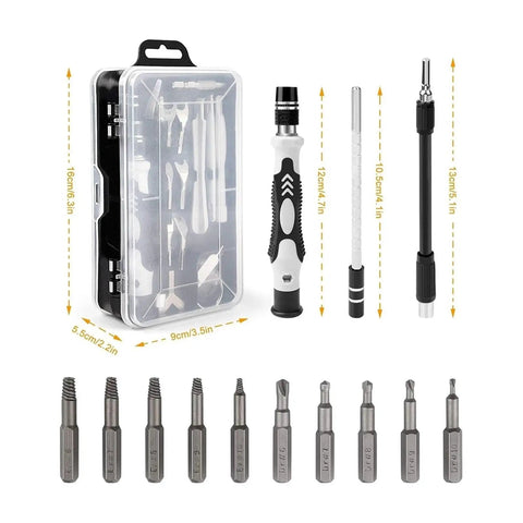 Premium 25 To 140 Piece Screwdriver Bit Kit With Torx Wrench For Phone PC Repair Includes Magnetic Bits And Auxiliary Disassembly Tools Perfect For Daily Tech Fixin' And DIY gadget hustle. clear plastic case with screwdriver bits, Torx wrench, and handles