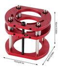 4 Jaw Router Lift And Clamping Platform For Router Table - Pro Grade Lifting System With 51mm Lift, 64-66mm Fit, Aluminum Alloy Body, Stainless Rod, Rust Resistant, Red Finish, 10cm x 12cm