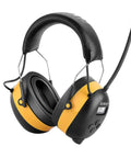 AM FM Radio Headphones With Digital Display Gel Ear Pads And Noise Reduction Earmuffs For All Day Hearing Protection Comfortable Yellow Safety Headset
