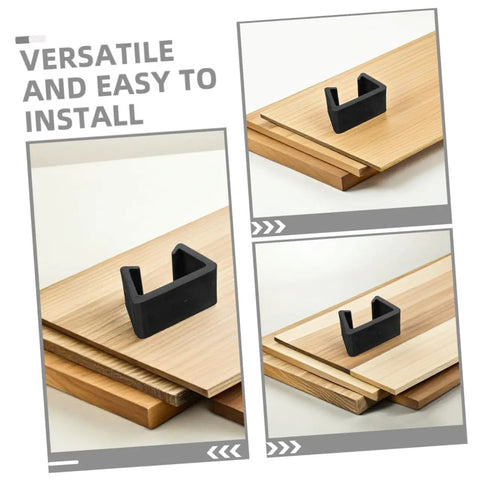 Six Pack Outdoor Sofa Clips For Rattan Wicker Sectional Couches, Black Plastic Fasteners With 6cm Slot displayed on wooden boards.