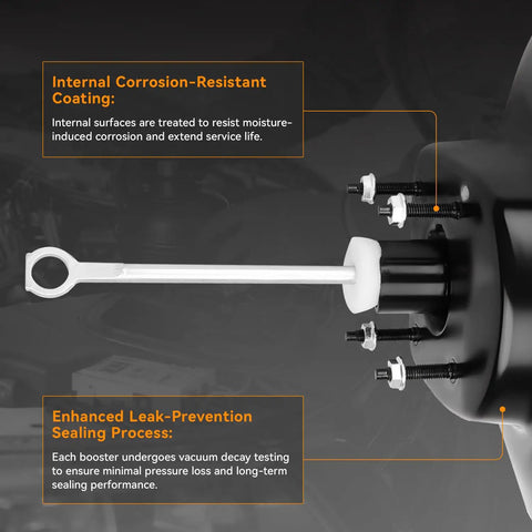 Heavy Duty Vacuum Power Brake Booster Straight Up Smooth Stop Replacement For Ford F150 And F150 Lobo 1997 To 1999 showing internal corrosion-resistant coating.