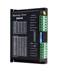Front view of black DM556 CNC microstep driver with green terminal blocks