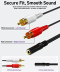 3.5mm To RCA Splitter Cable Y Adapter, Gold Plated Stereo Audio Cable For Tablets, Phones, DACs, Turntables To Home Speakers Or Soundbars, 2 Pack, Crystal Clear Sound, Durable And Universal Fit, 8-inch white and red RCA connectors