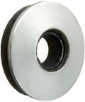 Close-up of 1/4-in stainless steel washer with bonded EPDM neoprene gasket.