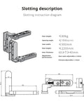 Rock Solid Stainless Steel Concealed Door Hinges Featuring 3D Adjustable Pivot Design, slotted diagram with dimensions and specs.