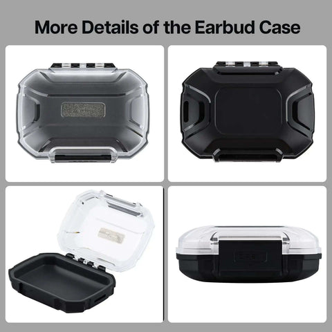 Slick Waterproof Iem Case And Portable Earbud Hard Shell Road Ready Box For In Ear Monitors Plus Cable Organizer, open view showing storage space.