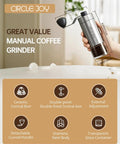 Compact Manual Coffee Grinder With 40 External Grind Settings And Ceramic Conical Burr, Durable Stainless Steel Build