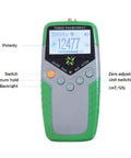 Front view of Handheld Tesla Meter 0-2400mT Gaussmeter Fluxmeter with digital display and probe for magnetic testing.
