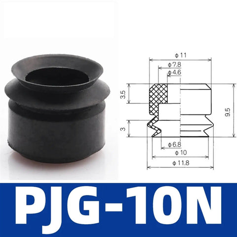 Bulk Buy PJG Series Industrial Pneumatic Rubber Suction Cup Chuck For Gripper Automation. Heavy Duty vacuum sucker in 10mm size.