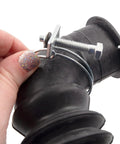Hand holding Clothes Washer Drain Hose Replacement With Clamps For Quick Install Fits Most Direct Drain Systems Includes Two Clamps AP5736555