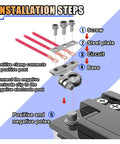 Installation steps for 2 Pack 3 Way Battery Terminal Connectors Universal Top Post Clamps with positive and negative connections.