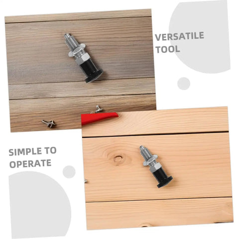 Stainless Steel Spring Indexing Plunger With Fast Reset Mechanism on wooden surfaces, showcasing its versatile tool design.