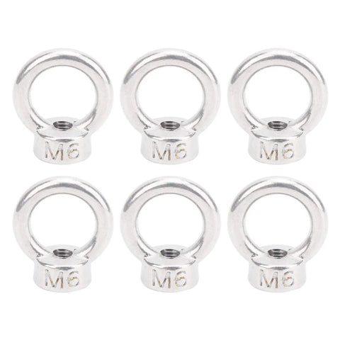 Beefed Up Heavy Duty Lifting Eye Nut Set M6 Stainless Steel 304 Eye Bolts With Full Threads For Cable Rope Hoisting And Lifting Applications 10 Pieces Industrial Hardware Kit, six M6 eye nuts