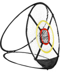 Dope Golf Chipping Net With Ball Return System And Hitting Mat featuring circular target with red and yellow rings