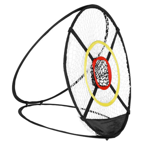 Dope Golf Chipping Net With Ball Return System And Hitting Mat featuring circular target with red and yellow rings