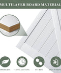Sliding Barn Door Kit With Pre Drilled Holes And No Fuss Easy Assembly 42 By 84 Inch White MDF Slab With Waterproof Paint Finish Includes 7 Foot Sliding Hardware And Sturdy K Shaped Frame For Quick Install, corner view highlighting multilayer material features.