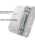 Heavy Duty Self Closing Door Hinges 2 Pack Four Inch Spring Hinges With Adjustable Tension Brushed Nickel Finish showing durability features