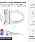 Measuring guide for Electric Bidet Seat With Auto Open And Close Lid For Elongated Toilets, dimensions shown for installation.