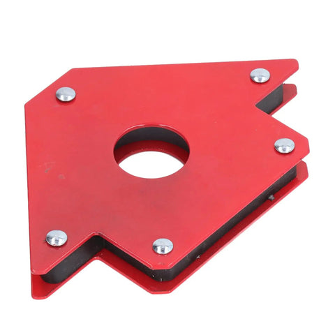 Heavy Duty 4 Inch Magnetic Welding Holder With Strong Magnetism For Iron And Steel Workpiece Clamping Inner Corner Fixture Tool in red.