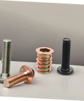 50 Pieces Metal Threaded Wood Inserts Set With Bolts And Screws Plus Two Wrenches Drill Bit Screw In Nut Fasteners on display