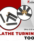 Front view: 5-piece 3/8-inch indexable carbide lathe turning tool holders with TCMT110204 inserts, Findmall