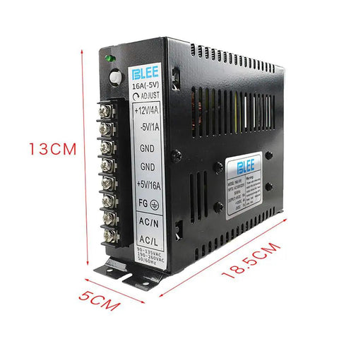 16A Switching Power Supply Box For Arcade Jamma Machines, Wide 110V To 220V AC Input, Plus5V 16A, Plus12V 4A, Minus5V 1A Outputs, 110W Power, BuiltIn EMI Filter, LED Power Indicator, Durable And Easy Install For Retro Arcade Cabinets, 13x18.5x5cm
