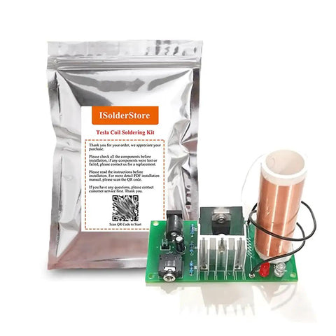 Mini 15W Tesla Coil Kit For DIY Electronics, Music Tesla Coil And Plasma Speaker, Soldering Practice Kit components and packaging