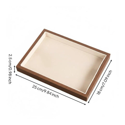 Slick Walnut Wood Jewelry Display Tray With Dope 24 Compartments For Rings Earrings Necklaces, measuring 25x18 cm.