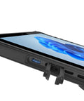 Rock Solid 10.1 Inch Rugged Industrial Tablet PC Running Windows 11 with ports visible on the side for connectivity.