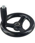 Ergonomic Hand Wheel With 200mm 3 Spoke Design And Rotating Grip For Table Saw And Lathe Tailstock Adjustment Black Finish 12x125mm