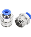 Push To Connect Fittings Set Two Pack Three Eighth Inch NPT Male Fits 0.24 Inch OD Tube Nickel Plated Brass Quick Connect For Air Lines