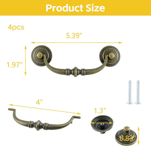 Straight Up Sturdy Bronze Cabinet Handles 4 Inch Hole Centers 4 Pack Furniture Drawer Pulls dimensions with zinc alloy vintage design.