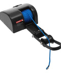 35lb Boat Electric Anchor Winch 12V Saltwater Windlass System With Remote Control 100ft Anchor Rope Heavy Duty Towing Winch For 24ft Boats Built Tough Rust Proof Construction ABS And Stainless Steel, blue rope on compact black housing