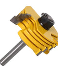 Top Notch 2 Piece Slot Cutter Router Bit Set With Stacked And Bearing Guided 3 Wing Cutters Comes In 8mm Or 12mm Shank Options close-up view