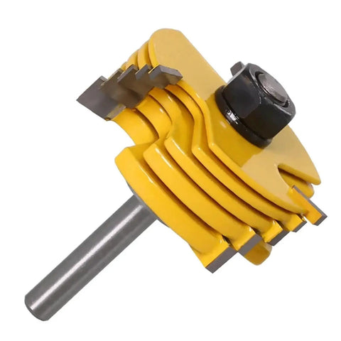 Top Notch 2 Piece Slot Cutter Router Bit Set With Stacked And Bearing Guided 3 Wing Cutters Comes In 8mm Or 12mm Shank Options close-up view