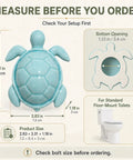 Blue Ceramic Sea Turtle Toilet Bolt Covers 2 Pack Quick Conceal Rusty Seat Bolts Coastal Bathroom Decor Upgrade Deck Out Your Bath With Laid Back Ocean Vibes Solid Two Piece Floor Mount Cap Set with measurement guide.