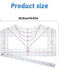 Clear T Shirt Ruler Guide For Vinyl Alignment And Heat Press Centering with size measurements, made of transparent PVC.