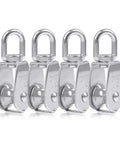 8 Pack Stainless Steel Pulley Block Wheels For Outdoor Use, 360 Degree Rotating Single Pulleys, M15 Size small rollers shown front view