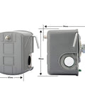 Adjustable Pressure Switch For Water Well Pumps With 40 To 60 PSI Range, Diaphragm Actuated, One Quarter Inch NPT Female Connection