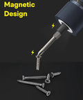 Cordless Electric Screwdriver Kit With USB C Charge displaying magnetic bit holder picking up screws